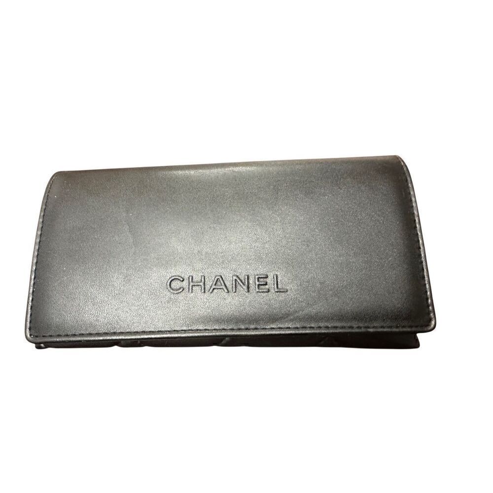 CHANEL Black Quilted Leather Logo Glasses Sunglasses Soft Case Only